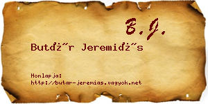 Butár Jeremiás névjegykártya